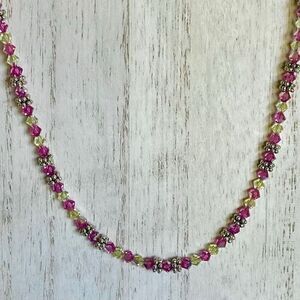 UE# Amethyst Crystal  & Sterling 925 Silver Beaded Necklace